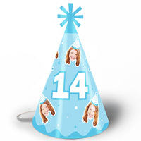 Custom Face & Age Birthday Cone Hat - 8 Ct