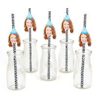 Custom Face Straw Decor - Birthday Hat - 24 Ct