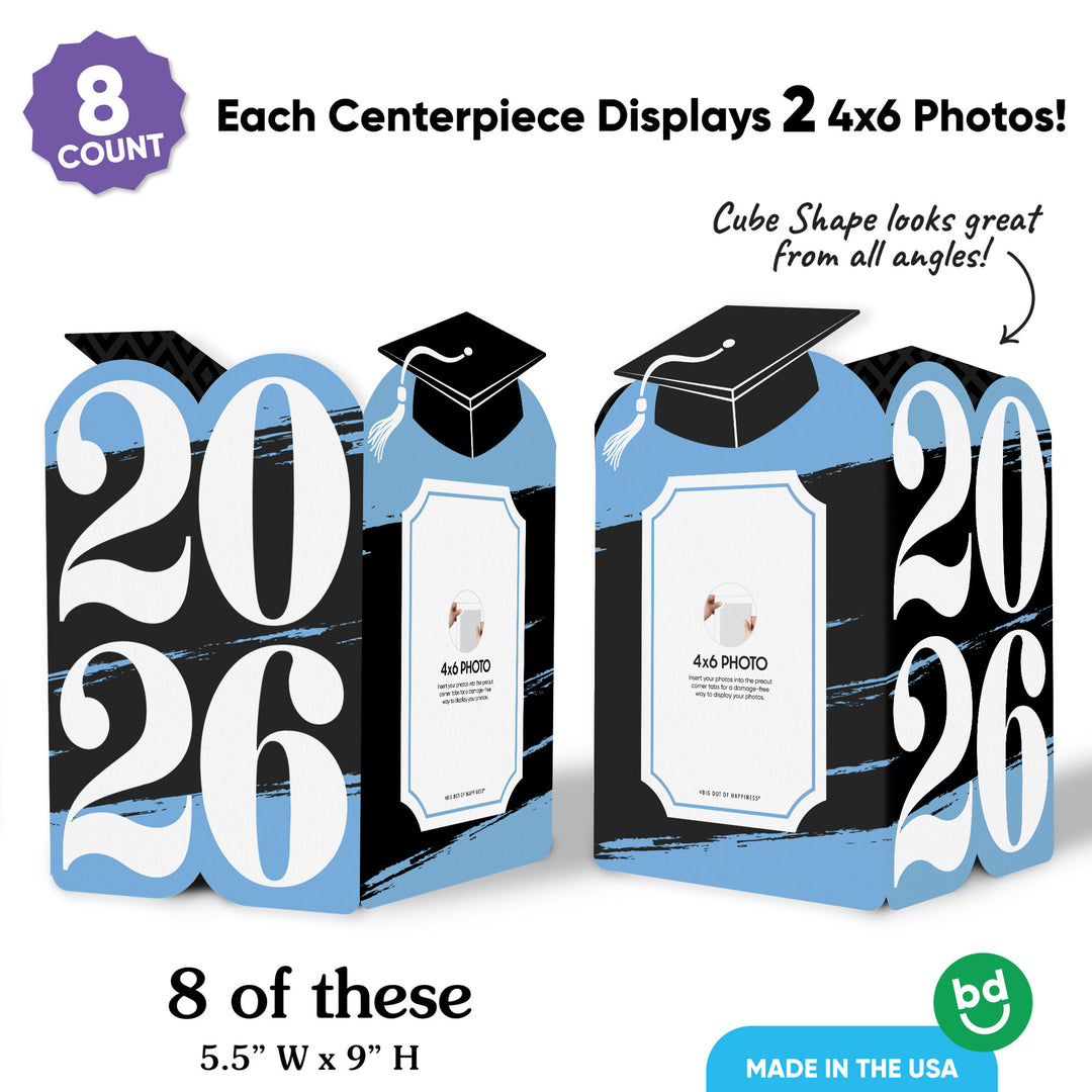 Light blue photo holder centerpiece showing photo tab detail