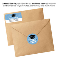 Custom Text Light Blue Graduation Return Address Labels - 120 Ct