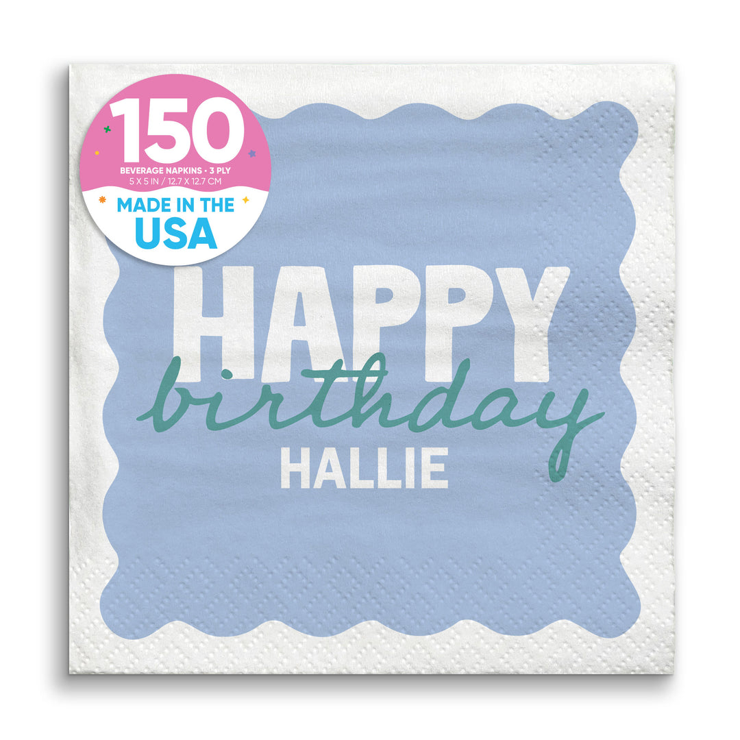 Blue and teal birthday beverage napkins 150 count main image 