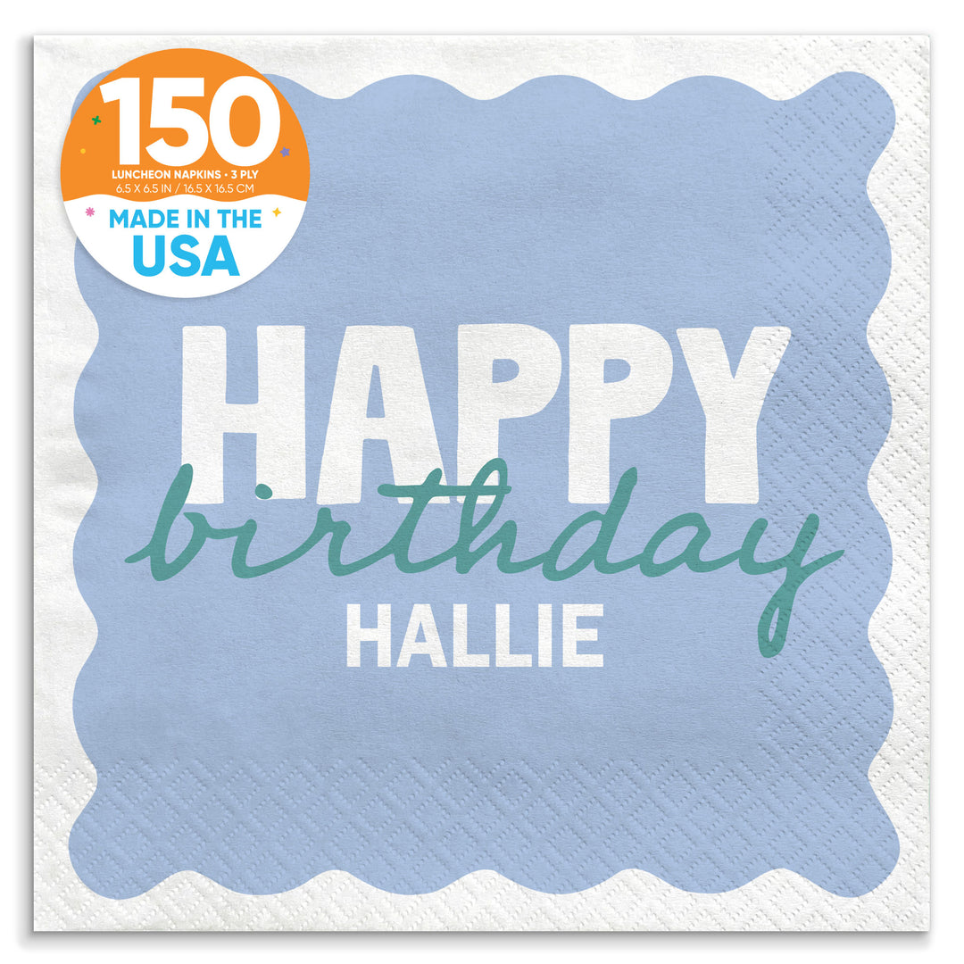 Blue and teal birthday luncheon napkins 150 count main image 