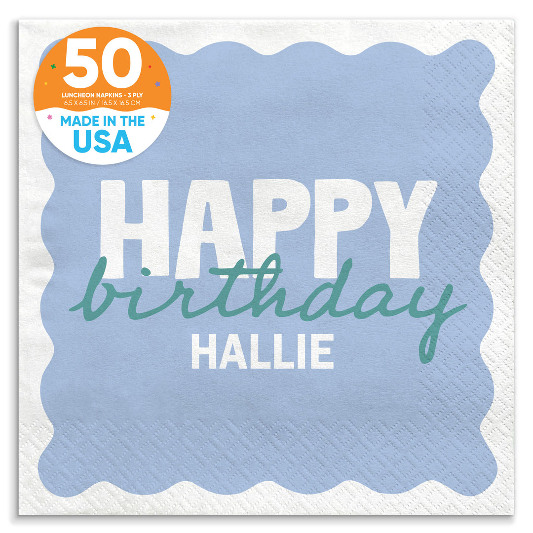Blue and teal birthday luncheon napkins 50 count main image 