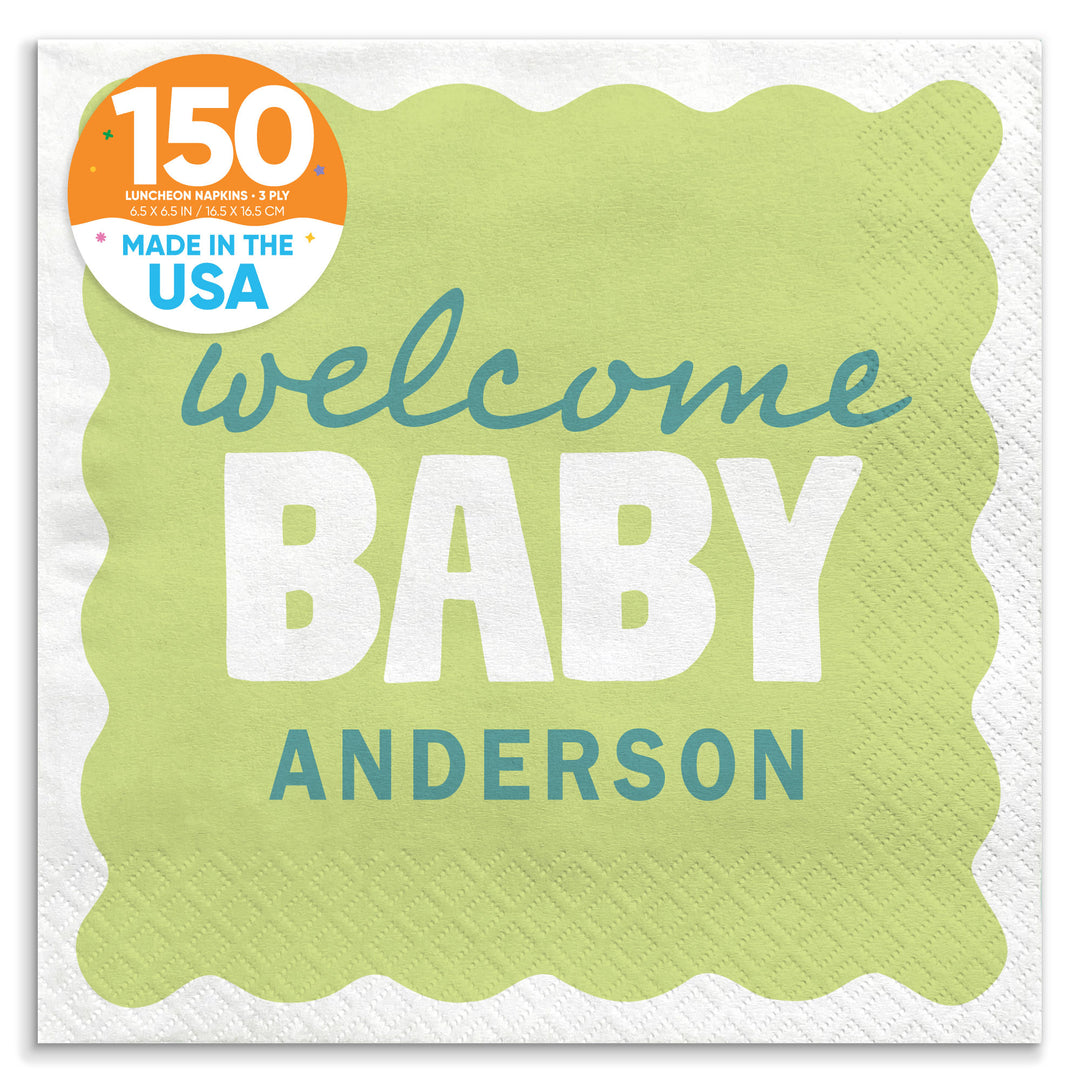 Lime green and teal baby shower luncheon napkins 150 count main image