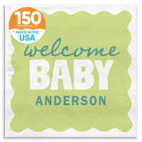 Lime green and teal baby shower luncheon napkins 150 count main image