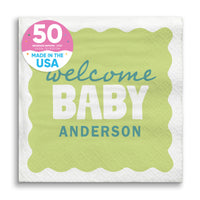Lime green and teal baby shower beverage napkins 50 count main image 