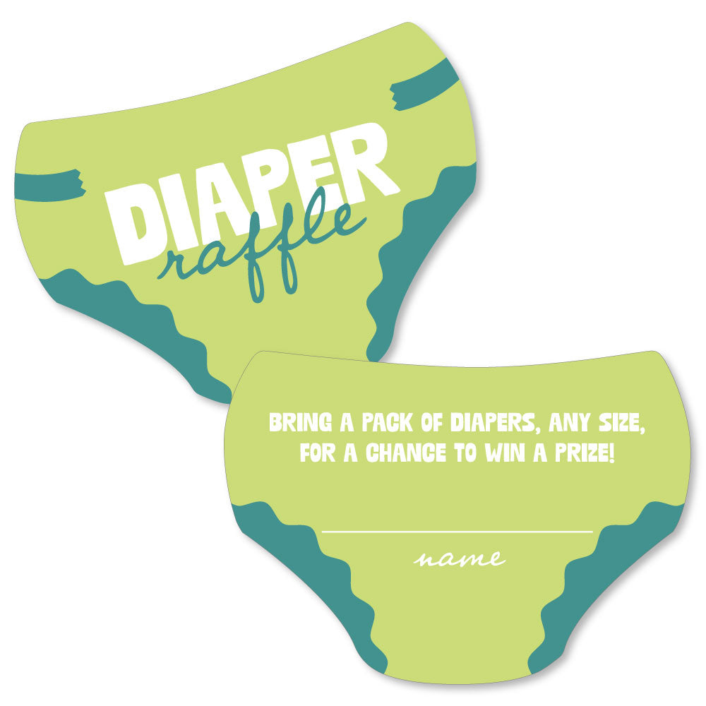 Lime green and teal diaper raffle cards main image 