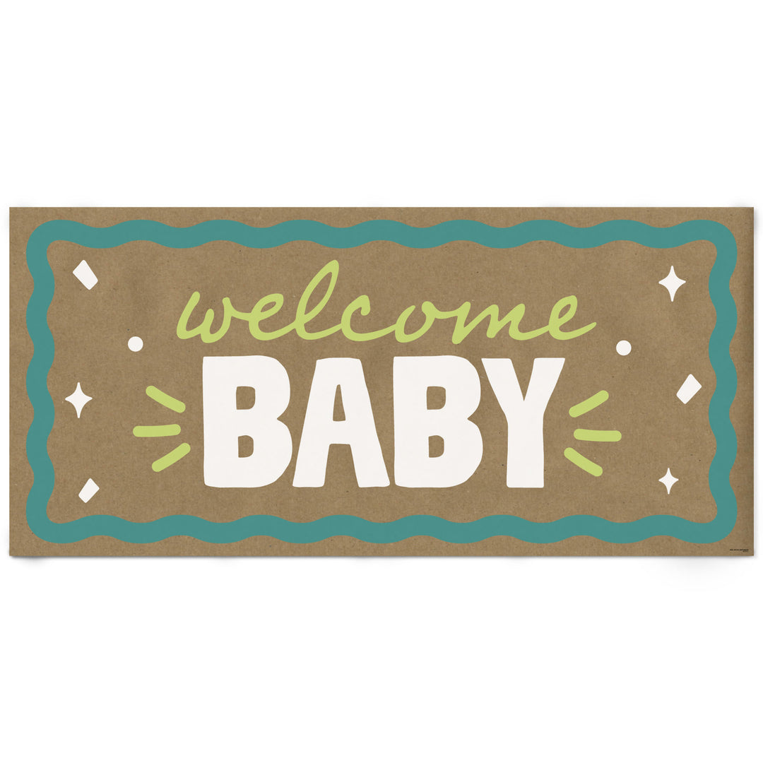 Lime green and teal welcome baby banner main image 
