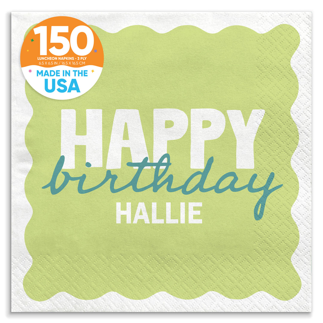 Lime green and teal birthday luncheon napkins 150 count main image