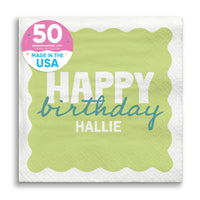 Lime green and teal birthday beverage napkins 50 count main image 