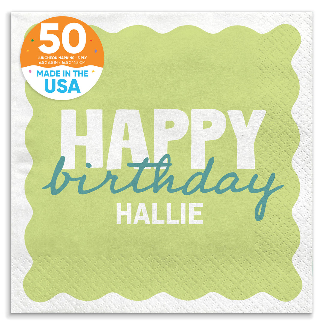 Lime green and teal birthday luncheon napkins 50 count main image 