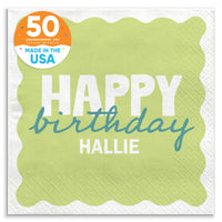 Lime green and teal birthday luncheon napkins 50 count main image 