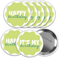 Lime green and teal wavy birthday buttons set main image