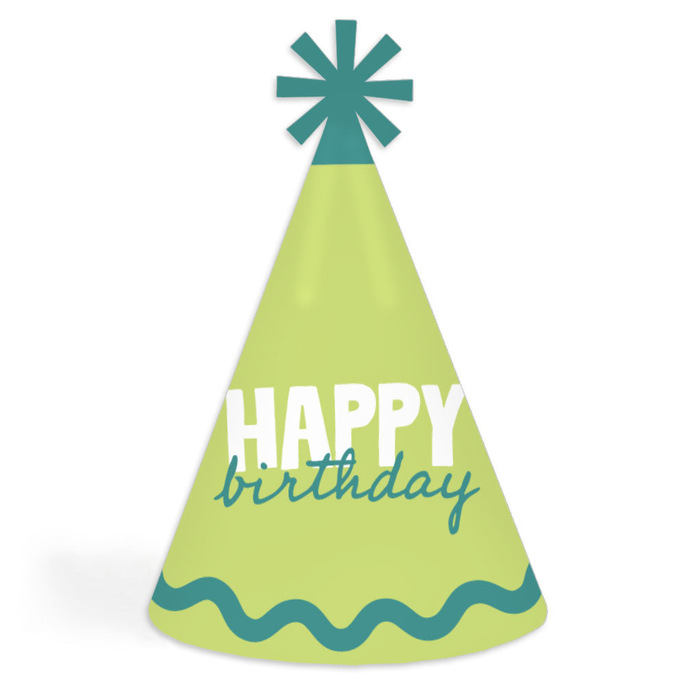 Lime green and teal cone hats main image