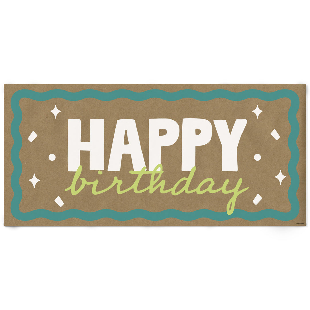 Lime green and teal birthday kraft banner main image