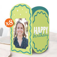 Lime green and teal wavy photo centerpieces main image