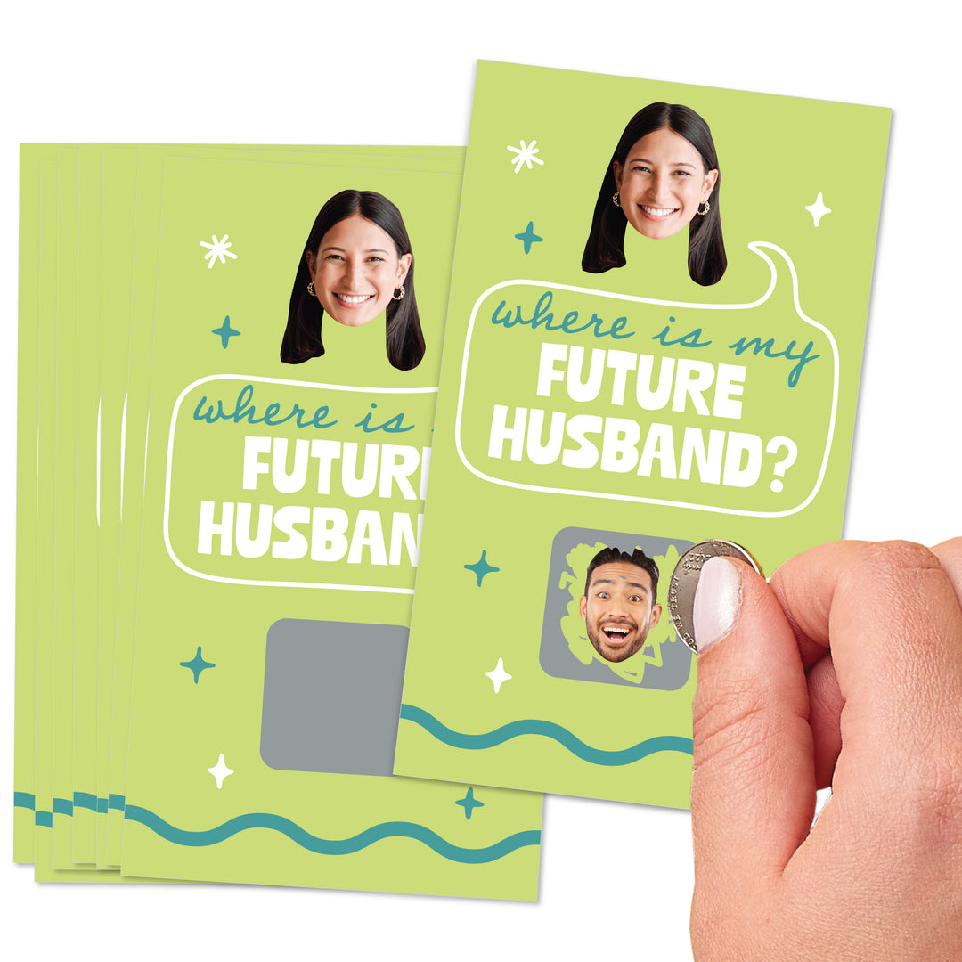Custom Face Wavy Bridal Shower Scratch Off Card Game - 22 Ct