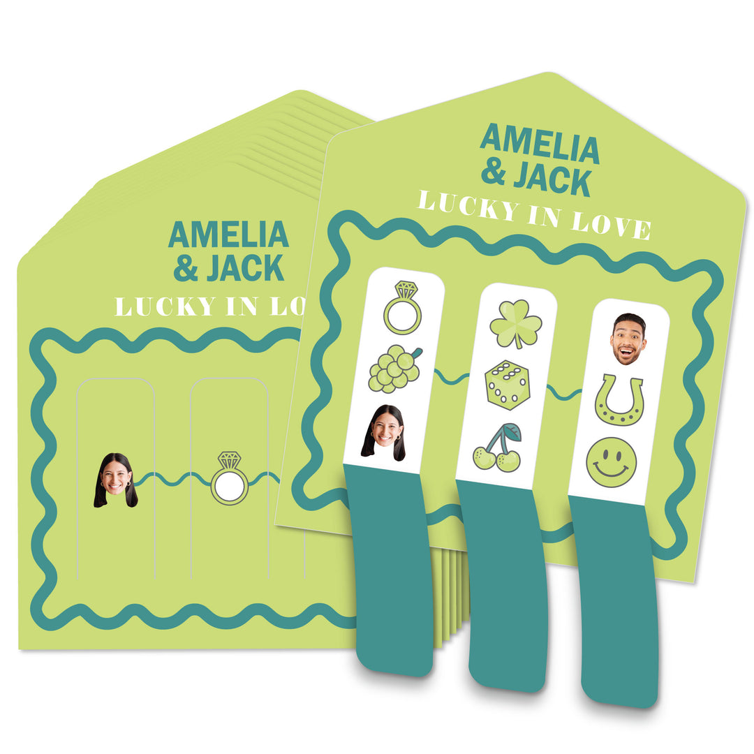 Lime green and teal bridal pull tab cards main image