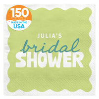 Light Green and Teal Custom bridal shower luncheon napkins 150 Count