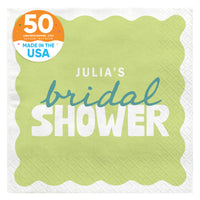 Light Green and Teal Custom bridal shower luncheon napkins 50 Count