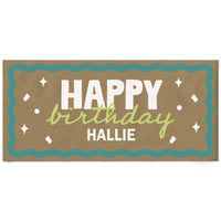 Lime green and teal custom birthday kraft banner main image