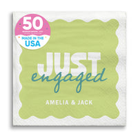 Light Green and Teal Custom engagement party beverage napkins 50 Count