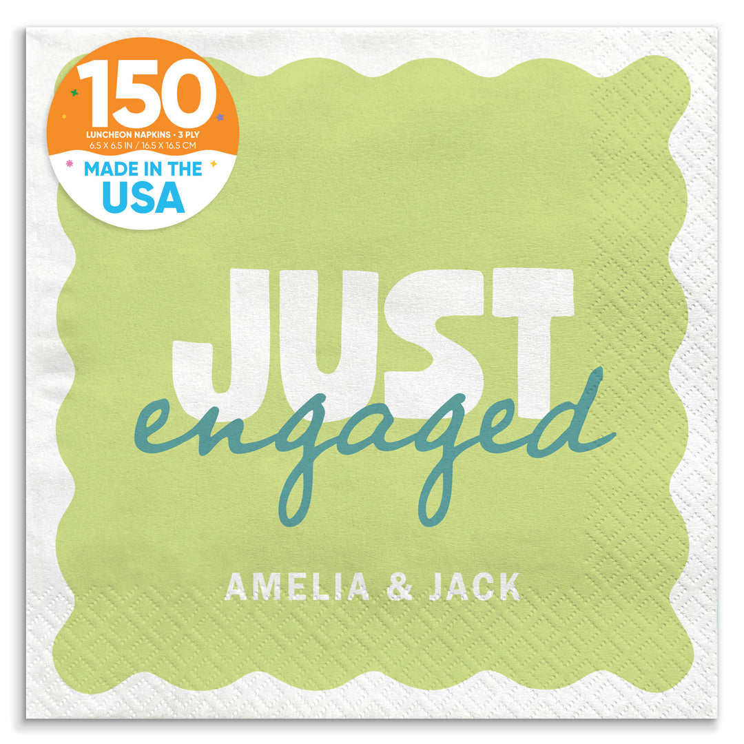 Light Green and Teal Custom engagement party luncheon napkins 150 Count