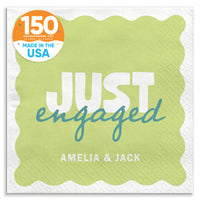 Light Green and Teal Custom engagement party luncheon napkins 150 Count