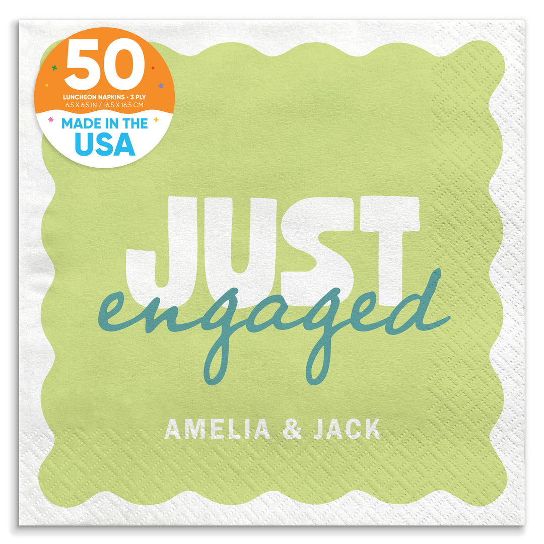 Light Green and Teal Custom engagement party luncheon napkins 50 Count