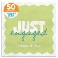 Light Green and Teal Custom engagement party luncheon napkins 50 Count