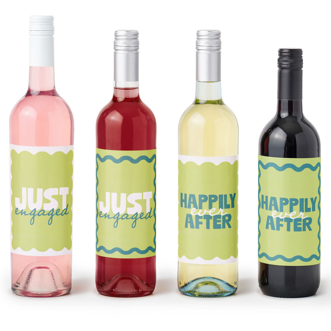 Lime green and teal wine labels main image 