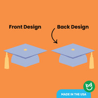 Double-sided pastel graduation hat decoration back view