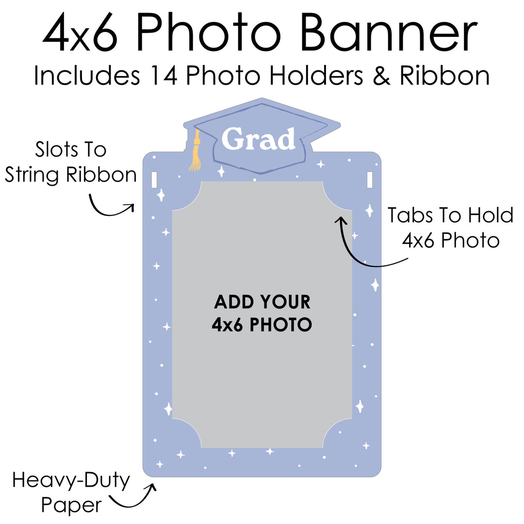 Close-up photo banner holder with photo tabs