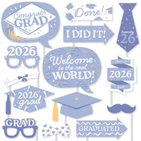 Pastel Grad - 2026 Graduation Party Photo Booth Props Kit - 20 Count