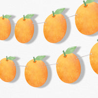 Little Clementine garland banner with orange citrus shapes