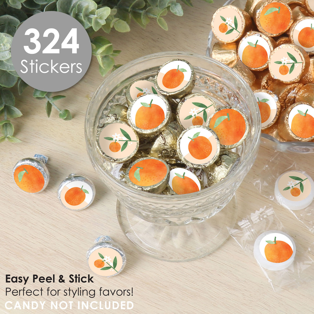 Little Clementine - Orange Citrus Baby Shower and Birthday Party Small Round Candy Stickers - Party Favor Labels - 324 Count