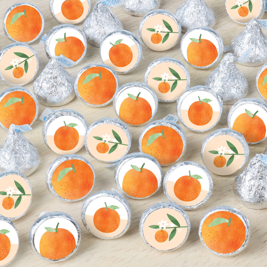 Little Clementine - Orange Citrus Baby Shower and Birthday Party Small Round Candy Stickers - Party Favor Labels - 324 Count