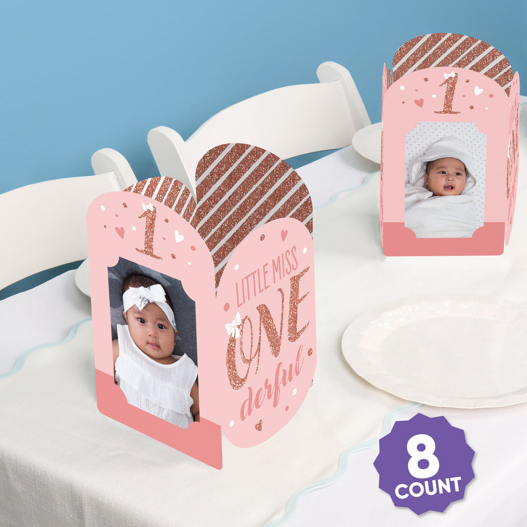 1st Birthday Little Miss Onederful Photo Centerpieces - 8 Ct