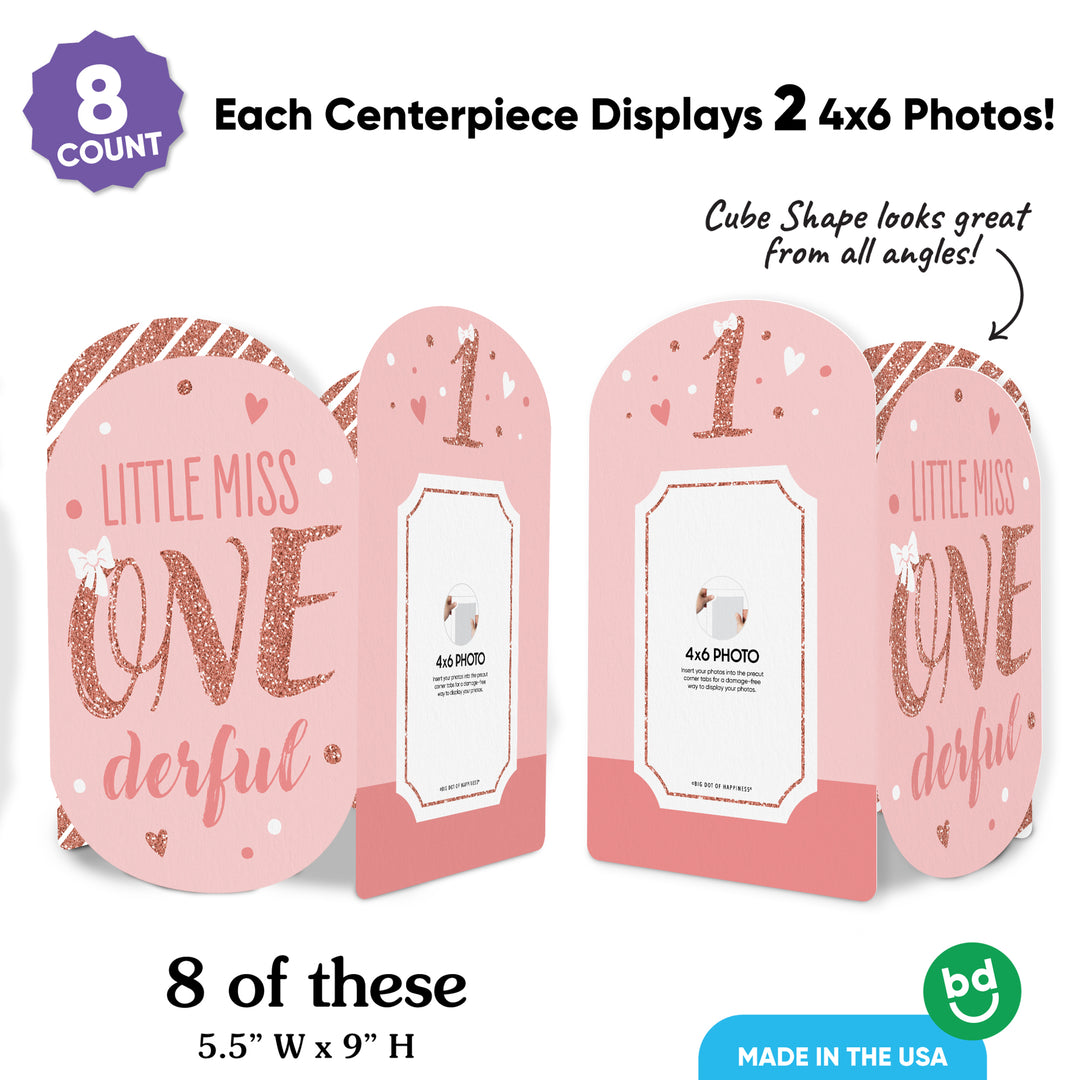 1st Birthday Little Miss Onederful Photo Centerpieces - 8 Ct