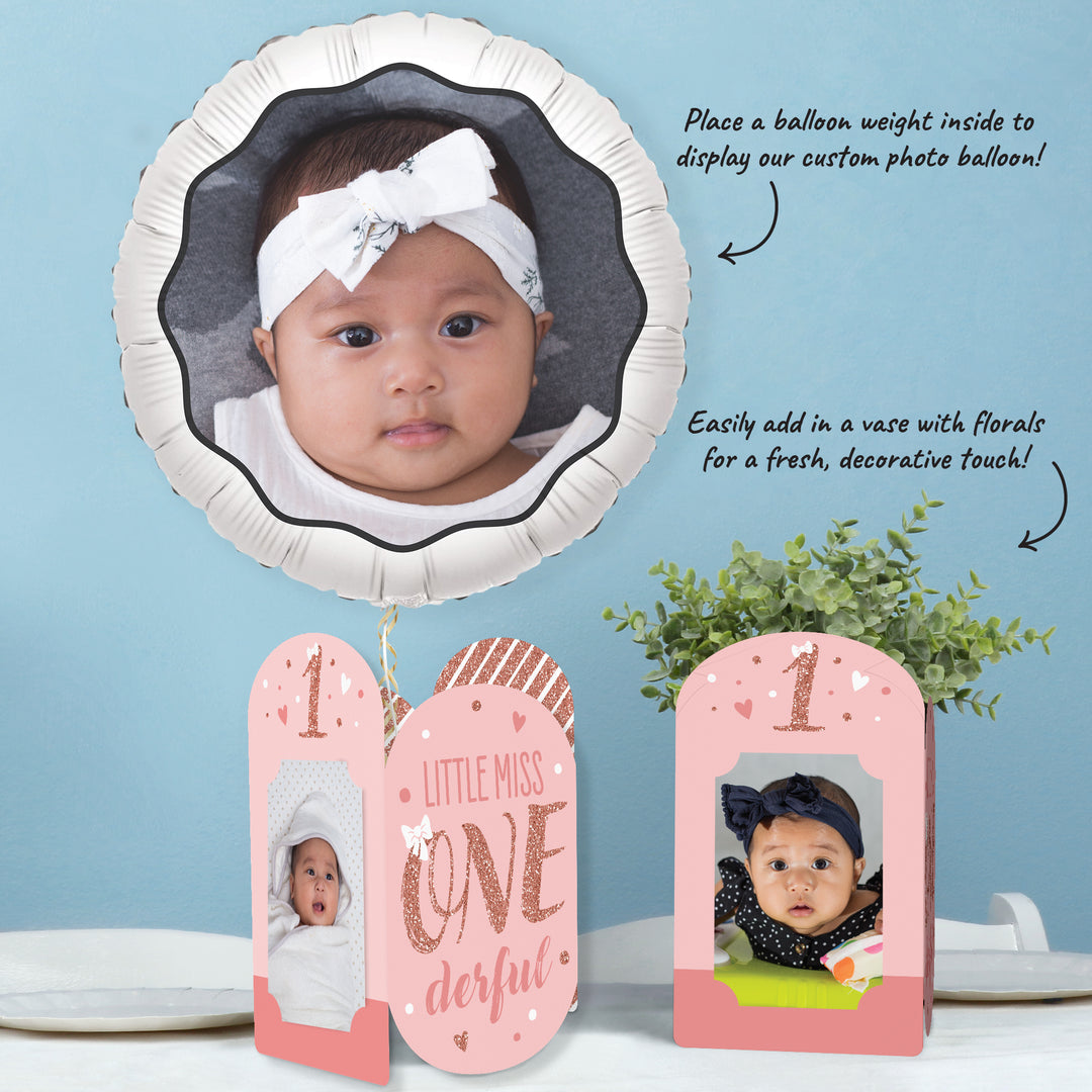 1st Birthday Little Miss Onederful Photo Centerpieces - 8 Ct