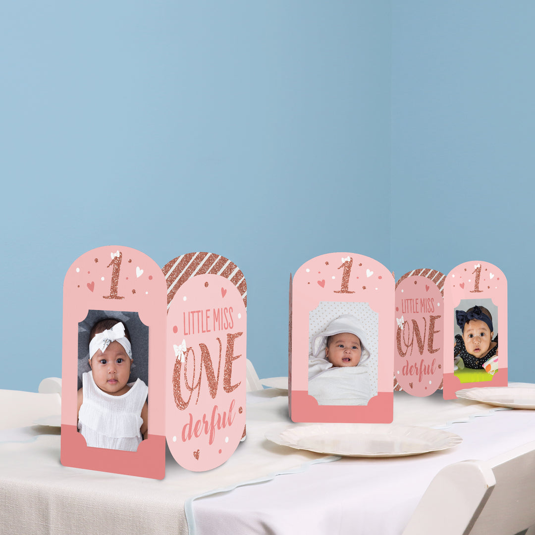 1st Birthday Little Miss Onederful Photo Centerpieces - 8 Ct