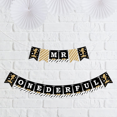 1st Birthday Little Mr. Onederful - Boy First Birthday Party Mini Pennant Banner - Mr. Onederful