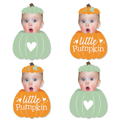 Custom Photo Little Pumpkin - Fall Birthday Party DIY Shaped Fun Face Cut-Outs - 24 Count