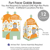 Custom Photo Little Pumpkin - Fall Birthday Treat Box Party Favors - Fun Face Goodie Gable Boxes - Set of 12