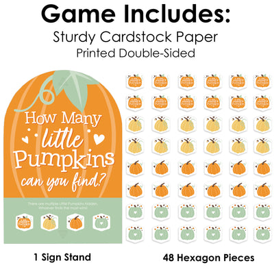 Little Pumpkin - Fall Birthday Party or Baby Shower Scavenger Hunt - 1 Stand and 48 Game Pieces - Hide and Find Game
