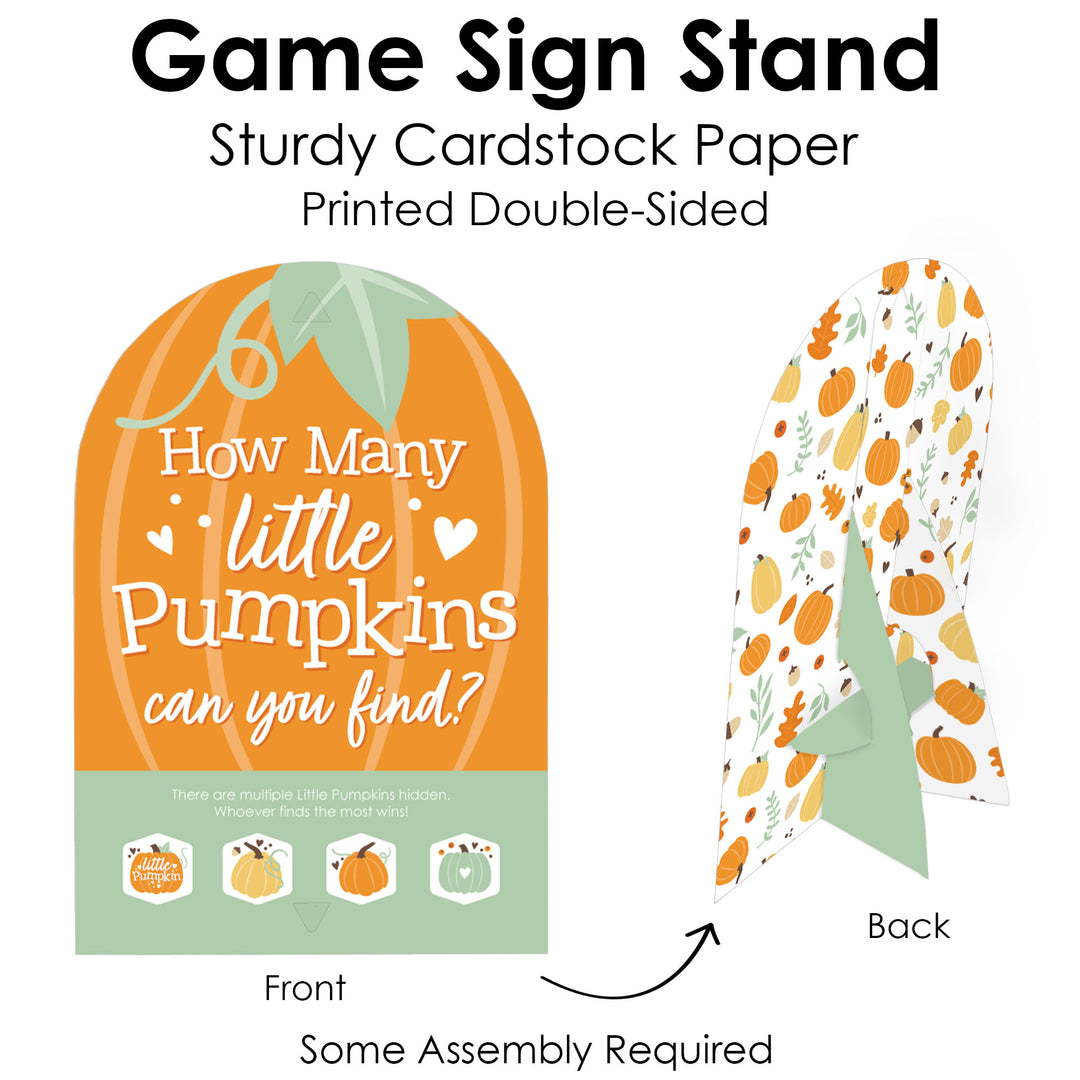 Little Pumpkin - Fall Birthday Party or Baby Shower Scavenger Hunt - 1 Stand and 48 Game Pieces - Hide and Find Game
