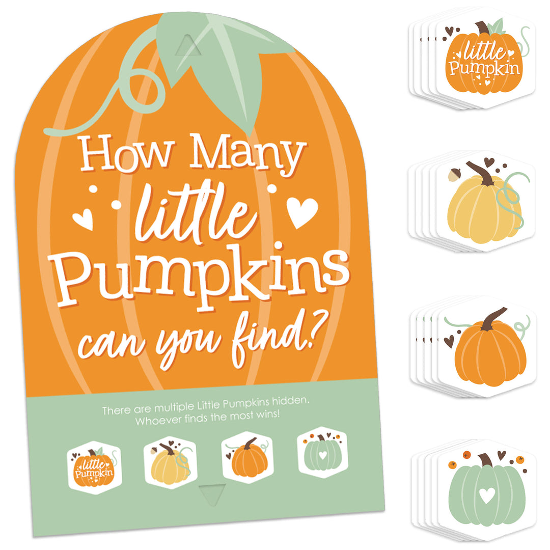Little Pumpkin - Fall Birthday Party or Baby Shower Scavenger Hunt - 1 Stand and 48 Game Pieces - Hide and Find Game