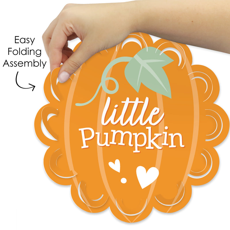 Little Pumpkin - Fall Birthday Party or Baby Shower Round Table Decorations - Paper Chargers - Place Setting For 12
