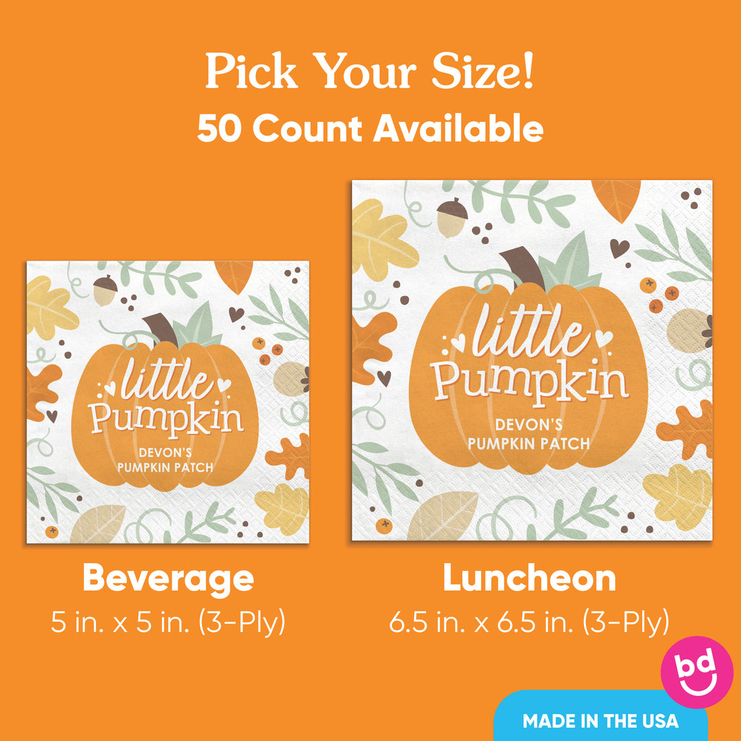 Custom Text Napkins - Little Pumpkin