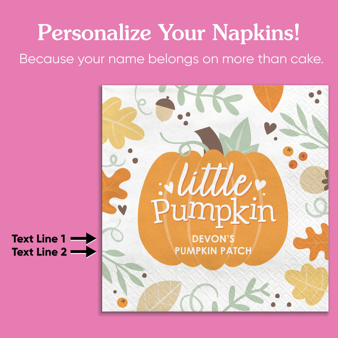 Custom Text Napkins - Little Pumpkin